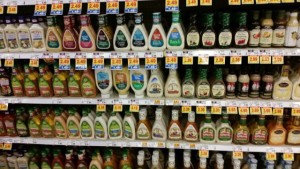 wall of salad dressing